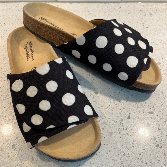Slide Sandals Gudrun Sjoden Boho Polka Dot Size 38 Like New - Picture 1 of 11